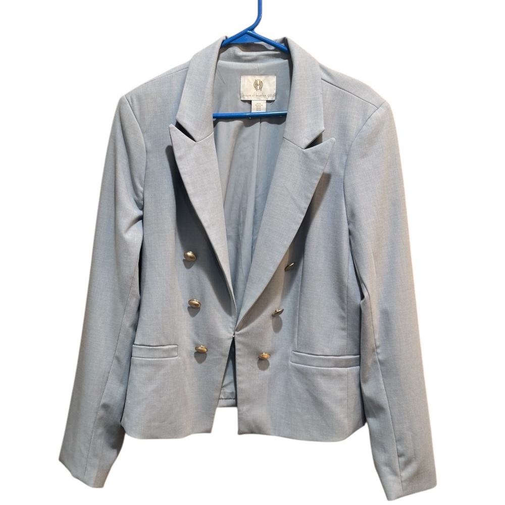 House of Harlow 1960 Pale Blue Double-Breasted Blazer Womens Size XL